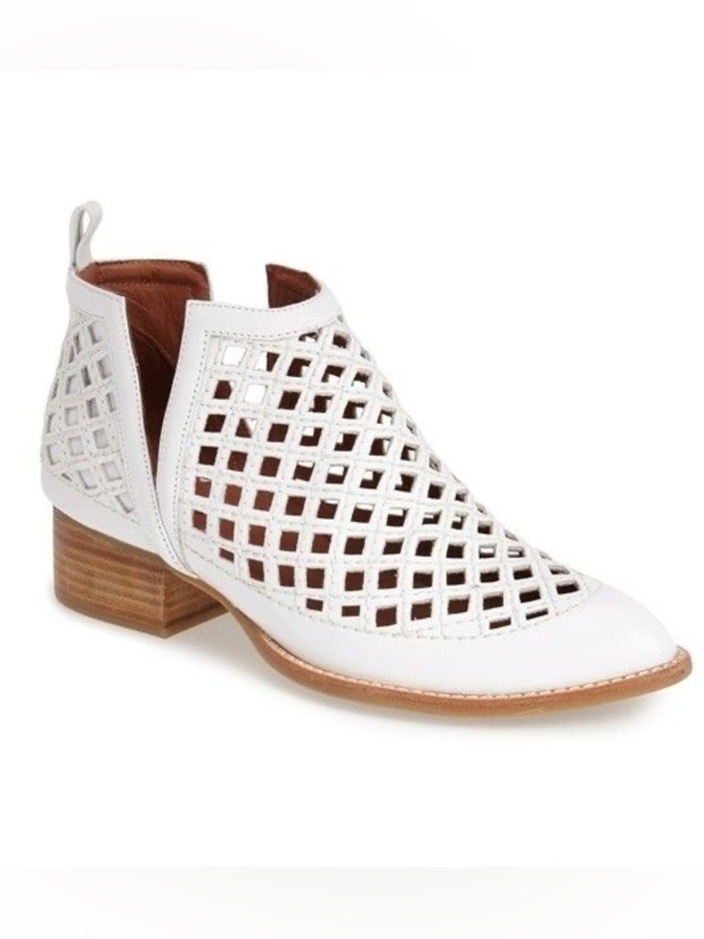 JEFFREY CAMPBELL White Leather Taggart Western Cutout Booties